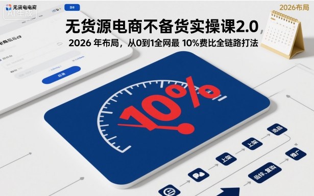 无货源电商不备货实操课2.0，2026年布局，从0到1全网最低10%费比全链路打法【更新26年5月】-百川聊项目