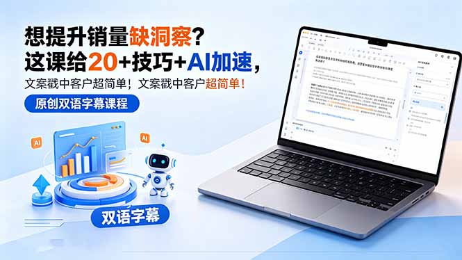 想提升销量缺洞察？这课给 20 + 技巧 + AI 加速，文案戳中客户超简单！【原创双语字幕】-百川聊项目