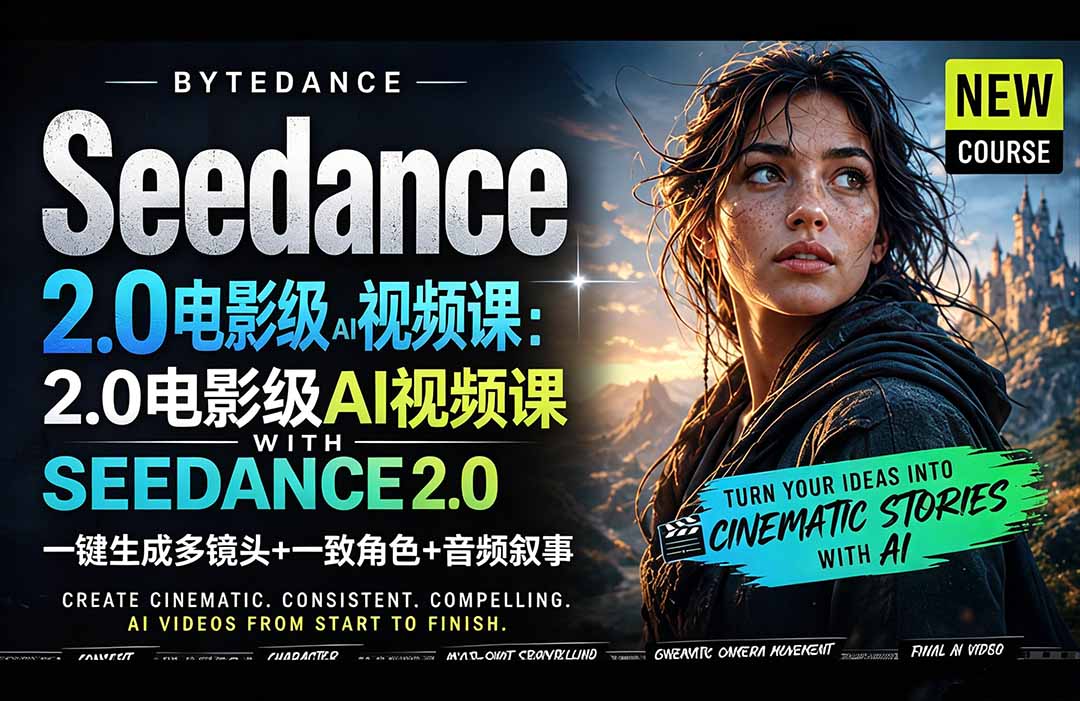 Seedance 2.0电影级AI视频课：一键生成多镜头+一致角色+音频叙事-百川聊项目