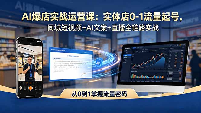 AI爆店实战运营课：实体店0-1流量起号，同城短视频+AI文案+直播全链路实战-百川聊项目