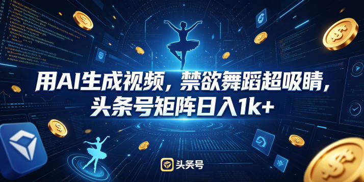 用AI生成视频，禁欲舞蹈超吸睛，头条号矩阵日入1k+-百川聊项目