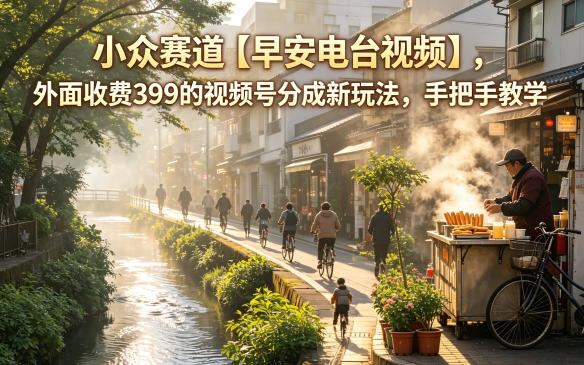 小众赛道【早安电台视频】，外面收费399的视频号分成新玩法，手把手教学-百川聊项目