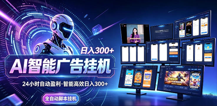 AI智能广告挂G项目，无需人工，单机稳定日入200+，可矩阵放大，24小时不间断刷广告賺收益【揭秘】-百川聊项目