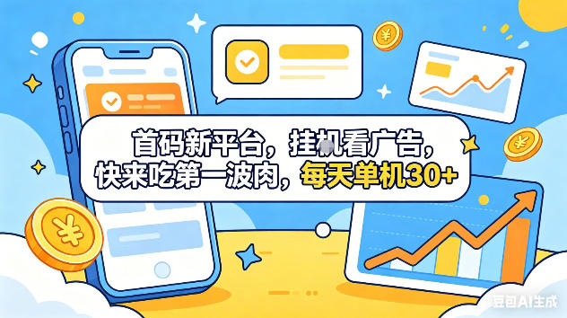 首码新平台，挂G自动看广告，快来吃第一波肉，每天单机30+，可矩阵放大【揭秘】-百川聊项目
