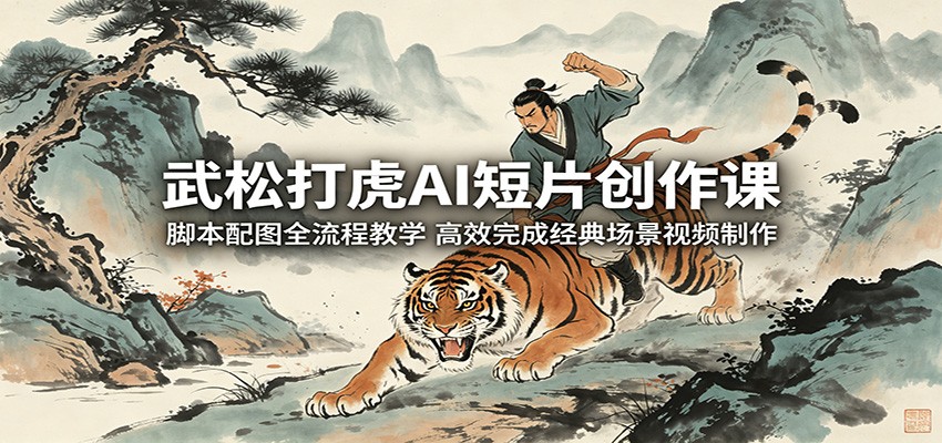 武松打虎AI短片创作课：脚本配图全流程教学，高效完成经典场景视频制作-百川聊项目