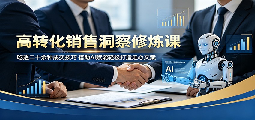 高转化销售洞察修炼课：吃透二十余种成交技巧，借助AI赋能轻松打造走心文案-百川聊项目