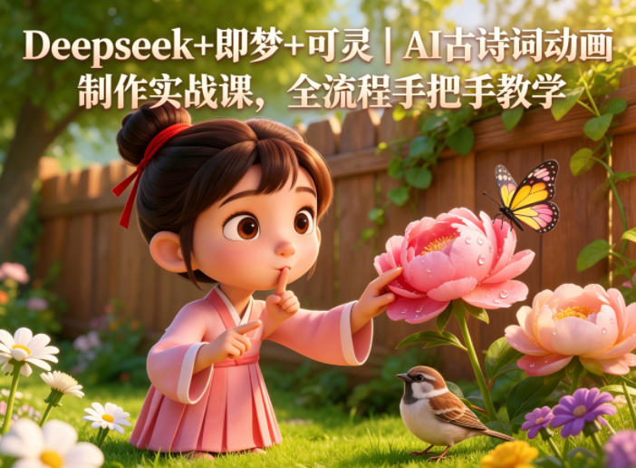 Deepseek+即梦+可灵｜AI古诗词动画制作实战课，全流程手把手教学-百川聊项目