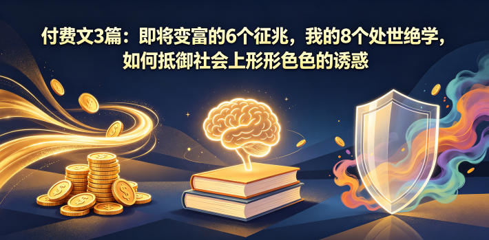付费文3篇：即将变富的6个征兆，我的8个处世绝学，如何抵御社会上形形色色的诱惑-百川聊项目