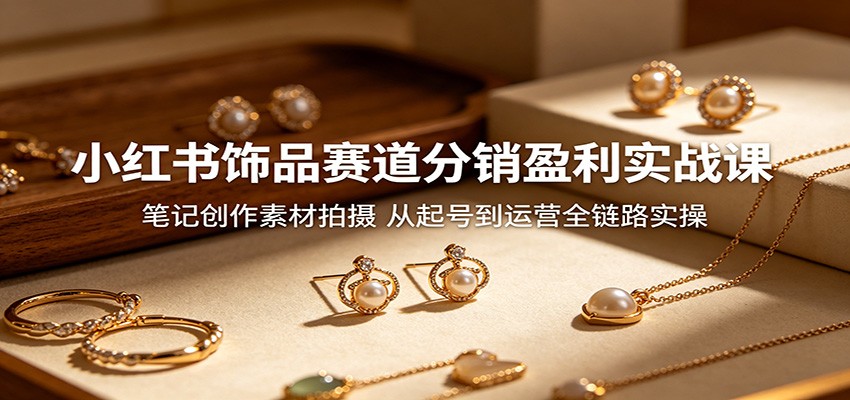 小红书饰品赛道分销盈利实战课：笔记创作素材拍摄，从起号到运营全链路实操-百川聊项目