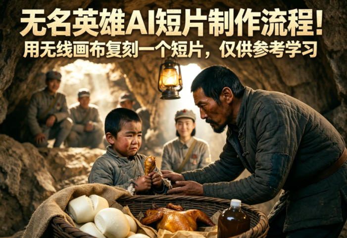 无名英雄AI短片制作流程！用无线画布复刻一个短片，仅供参考学习-百川聊项目