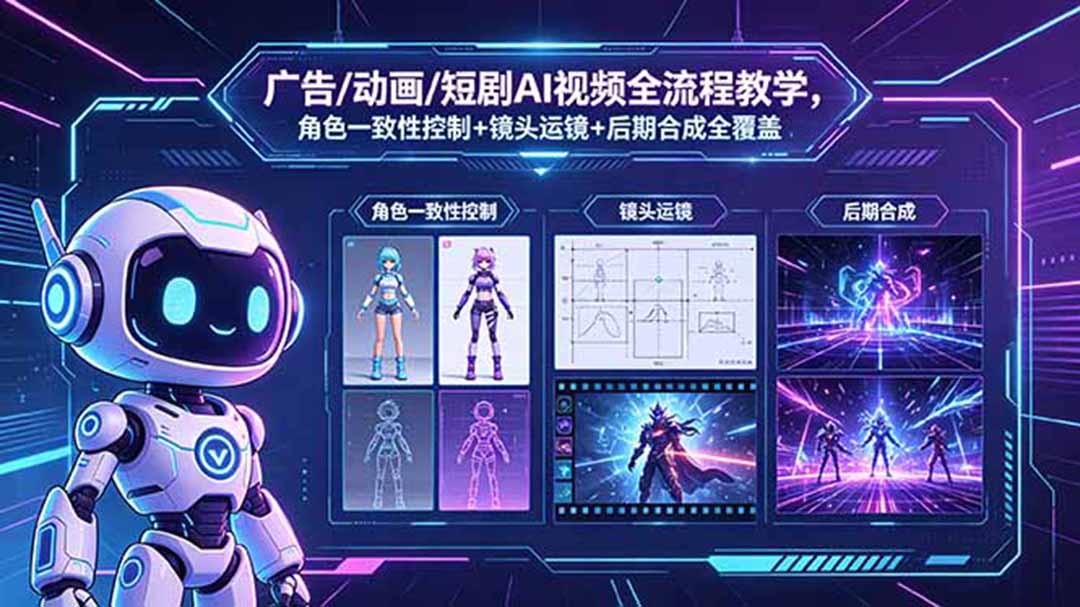 广告/动画/短剧AI视频全流程教学，角色一致性控制+镜头运镜+后期合成全覆盖-百川聊项目