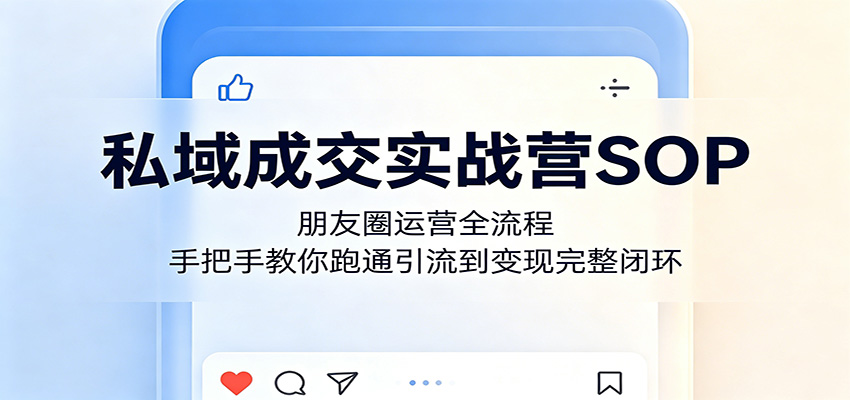 私域成交实战营SOP：朋友圈运营全流程，手把手教你跑通引流到变现完整闭环-百川聊项目