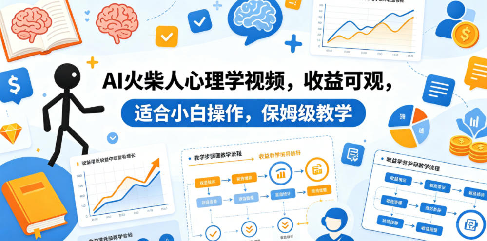 AI火柴人心理学视频，收益可观，适合小白操作，保姆级教学-百川聊项目