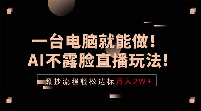 一台电脑就能做！AI不露脸直播玩法，照抄流程轻松达标月入2W+-百川聊项目