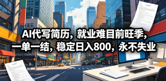 AI代写简历，就业难目前旺季，一单一结，稳定日入800，永不失业-百川聊项目