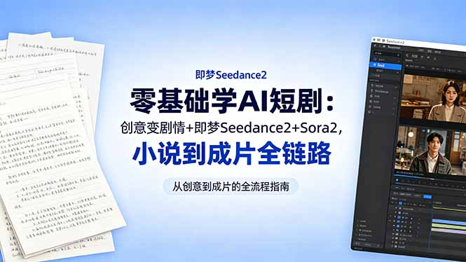 零基础学AI短剧：创意变剧情+即梦Seedance2+Sora2，小说到成片全链路-百川聊项目