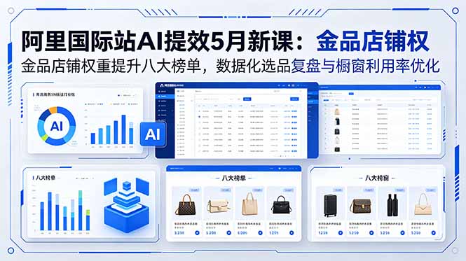 阿里国际站AI提效5月新课：金品店铺权重提升八大榜单，数据化选品复盘与橱窗利用率优化-百川聊项目