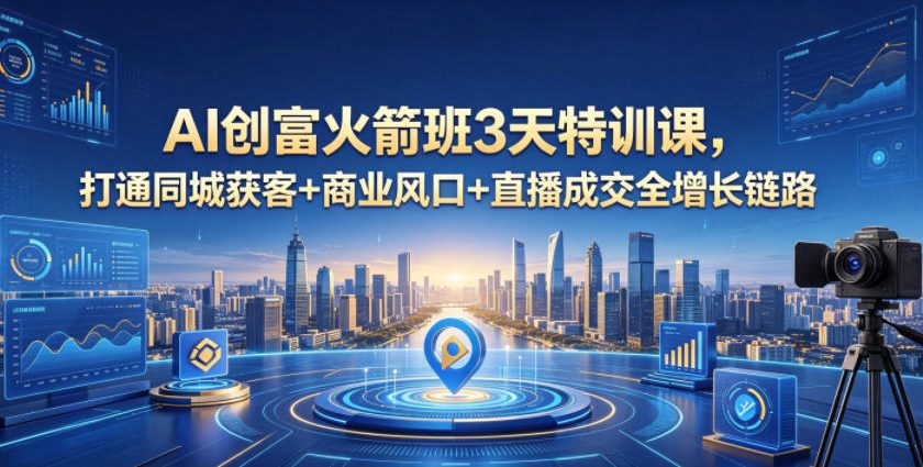 AI创富火箭班3天特训课，打通同城获客+商业风口+直播成交全增长链路，2026年4月新课-百川聊项目
