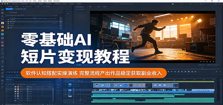零基础AI短片变现教程：软件认知搭配实操演练，完整流程产出作品稳定获取副业收入-百川聊项目