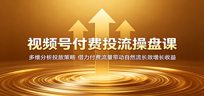 视频号付费投流操盘课：多维分析投放策略，借力付费流量带动自然流长效增长收益-百川聊项目