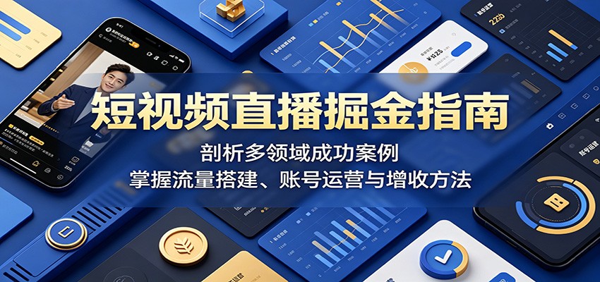短视频直播掘金指南：剖析多领域成功案例，掌握流量搭建、账号运营与增收方法-百川聊项目