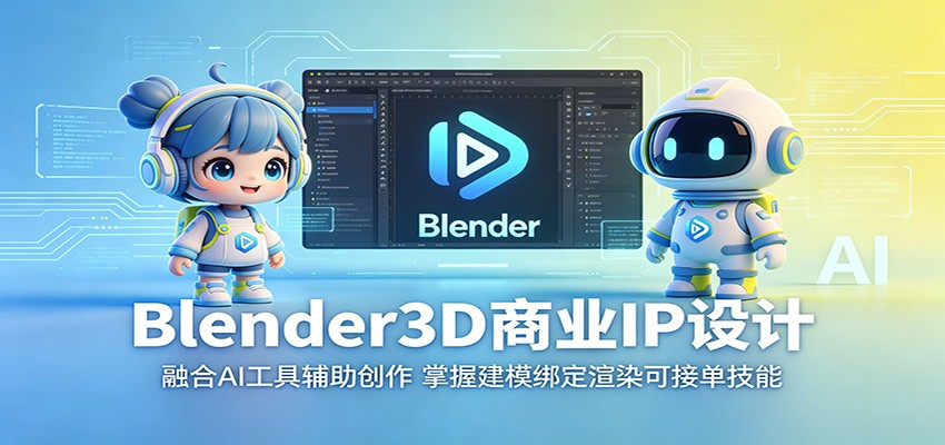 Blender3D商业IP设计：融合AI工具辅助创作，掌握建模绑定渲染可接单技能-百川聊项目