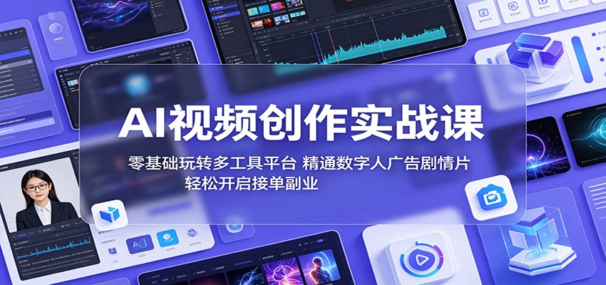 AI视频创作实战课：零基础玩转多工具平台，精通数字人广告、剧情片，轻松开启接单副业-百川聊项目