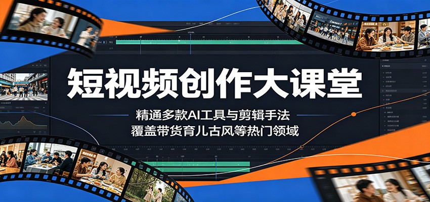 短视频创作大课堂：精通多款AI工具与剪辑手法，覆盖带货、育儿、古风等热门领域-百川聊项目
