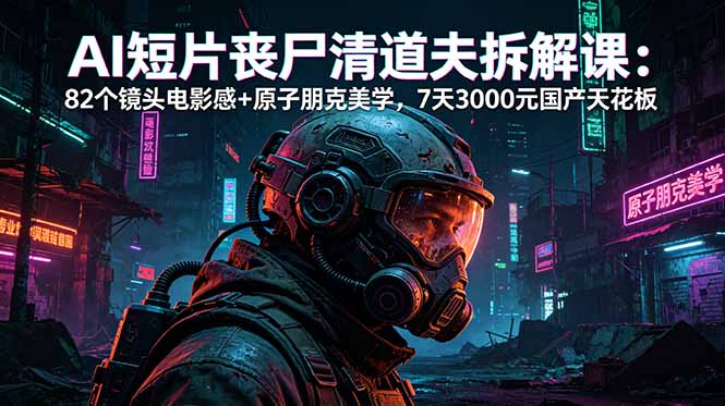 AI短片《丧尸清道夫》拆解课：82个镜头电影感+原子朋克美学，7天3000元国产天花板-百川聊项目