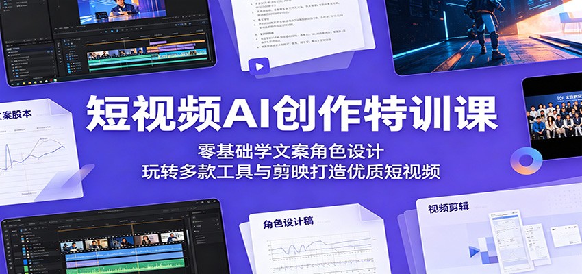 短视频AI创作特训课：零基础学文案角色设计，玩转多款工具与剪映打造优质短视频-百川聊项目