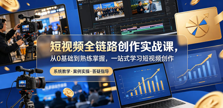 短视频全链路创作实战课，从0基础到熟练掌握，一站式学习短视频创作-百川聊项目