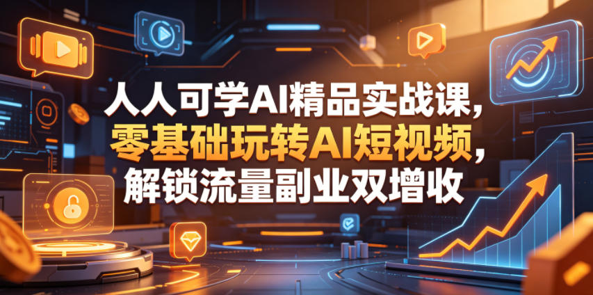人人可学AI精品实战课,零基础玩转AI短视频,解锁流量副业双增收-百川聊项目