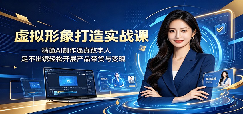 虚拟形象打造实战课：精通AI制作逼真数字人，足不出镜轻松开展产品带货与变现-百川聊项目