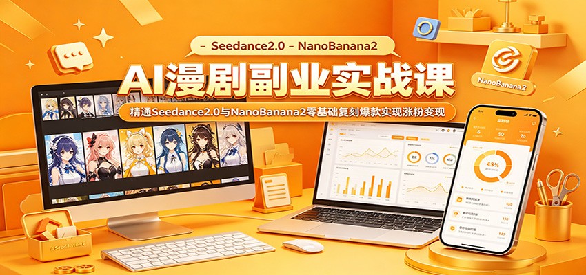 AI漫剧副业实战课：精通Seedance2.0与NanoBanana2零基础复刻爆款实现涨粉变现-百川聊项目