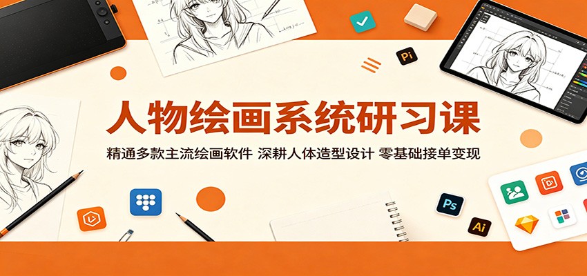 人物绘画系统研习课：精通多款主流绘画软件，深耕人体造型设计，零基础接单变现-百川聊项目