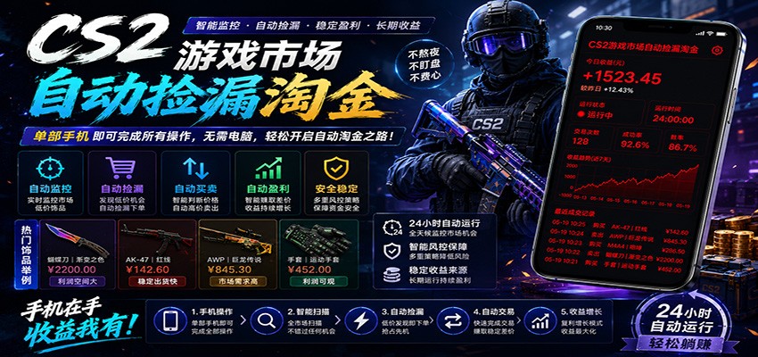 CSGO挂机捡漏项目通过利用游戏饰品交易机制，结合薄凉软件辅助捡漏，实现盈利-百川聊项目