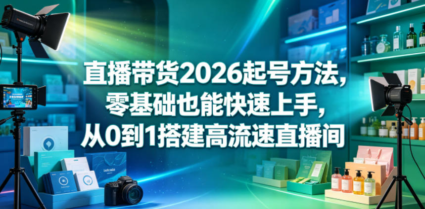 直播带货2026起号方法，零基础也能快速上手，从0到1搭建高流速直播间-百川聊项目