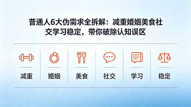 付费文章：普通人6大伪需求全拆解：减重婚姻美食社交学习稳定，带你破除认知误区-百川聊项目