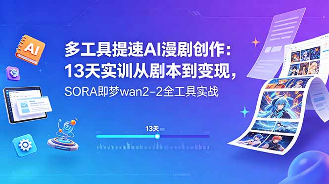 多工具提速AI漫剧创作:13天实训从剧本到变现,SORA即梦wan2-2全工具实战-百川聊项目