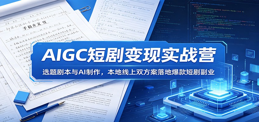 AIGC短剧变现实战营：选题剧本与AI制作，本地线上双方案落地爆款短剧副业-百川聊项目