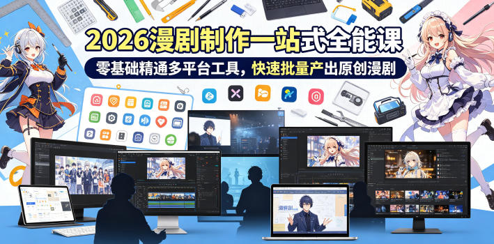 2026 AI漫剧制作一站式全能课，零基础精通多平台工具，快速批量产出原创漫剧-百川聊项目