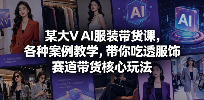 某大V AI服装带货课，各种案例教学，带你吃透服饰赛道带货核心玩法-百川聊项目