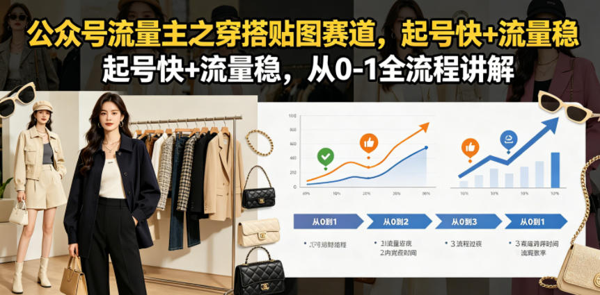 公众号流量主之穿搭贴图赛道，起号快+流量稳，从0-1全流程讲解-百川聊项目