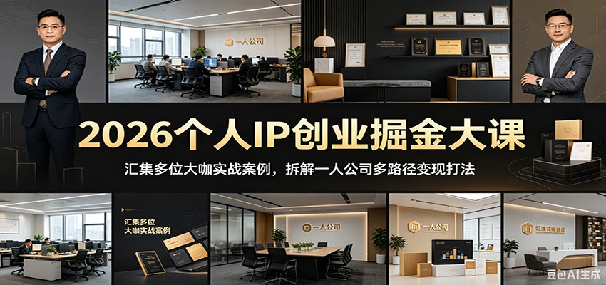 2026个人IP创业掘金大课：汇集多位大咖实战案例，拆解一人公司多路径变现打法-百川聊项目