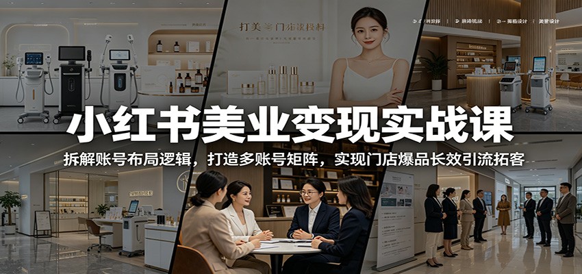 小红书美业变现实战课：拆解账号布局逻辑，打造多账号矩阵，实现门店爆品长效引流拓客-百川聊项目