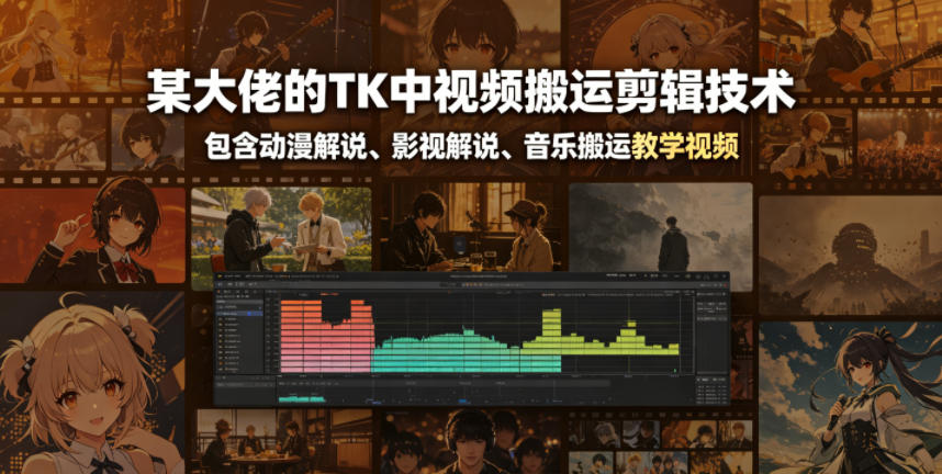 某大佬的TK中视频搬运剪辑技术，包含动漫解说、影视解说、音乐搬运教学视频-百川聊项目