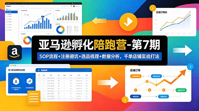 亚马逊孵化陪跑营-第7期：SOP流程+注册避坑+选品梳理+数据分析，千单店铺实战打法-百川聊项目