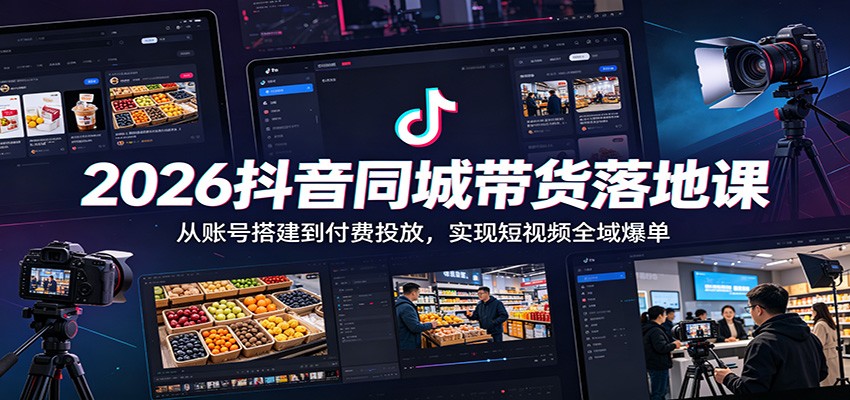 2026抖音同城带货落地课：从账号搭建到付费投放，实现短视频全域爆单-百川聊项目