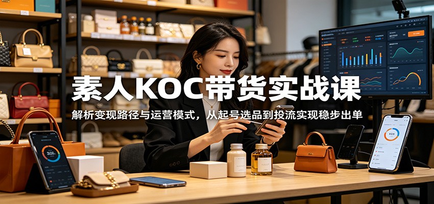 素人KOC带货实战课：解析变现路径与运营模式，从起号选品到投流实现稳步出单-百川聊项目