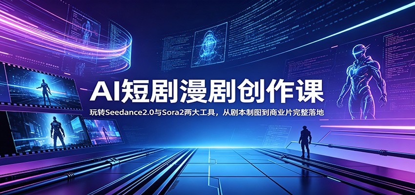 AI短剧漫剧创作课：玩转Seedance2.0与 Sora2两大工具，从剧本制图到商业片完整落地-百川聊项目